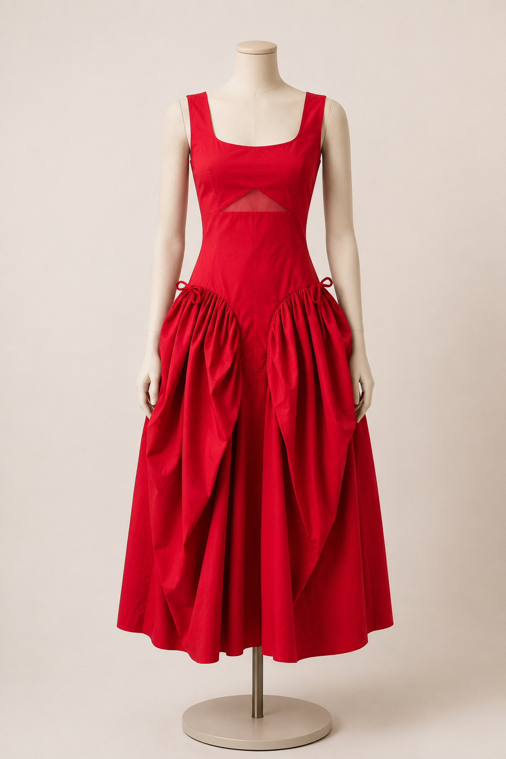 Sculptural Gathered Midi Dress
