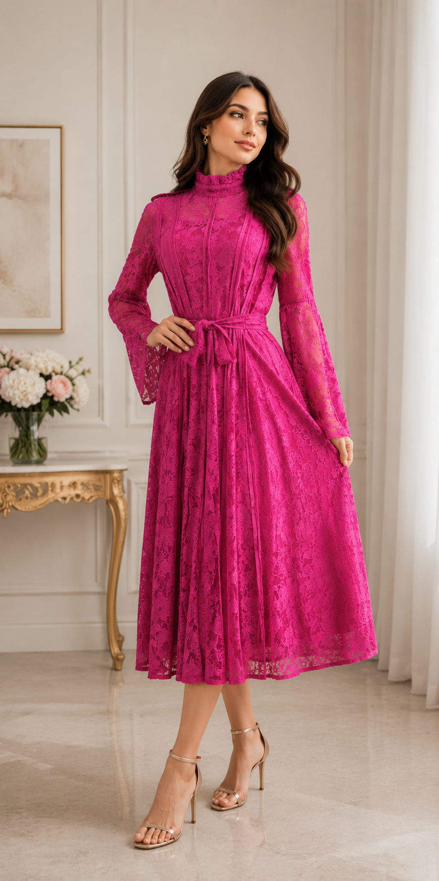 Timeless Vintage Lace Midi Dress