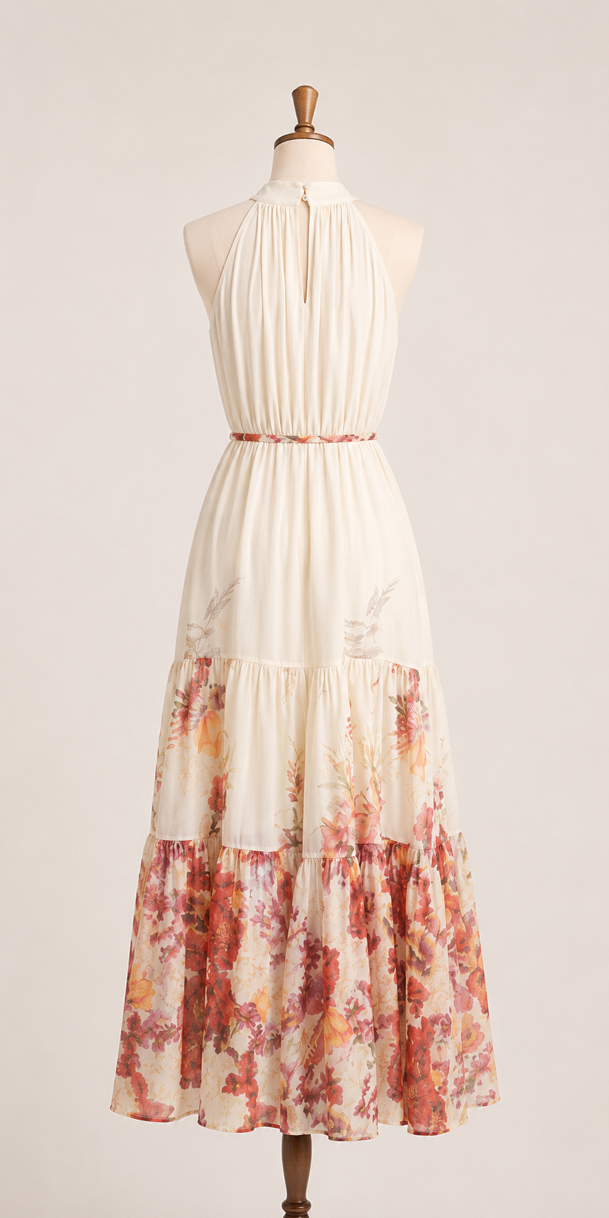 Sunset Bloom Halter Maxi Dress