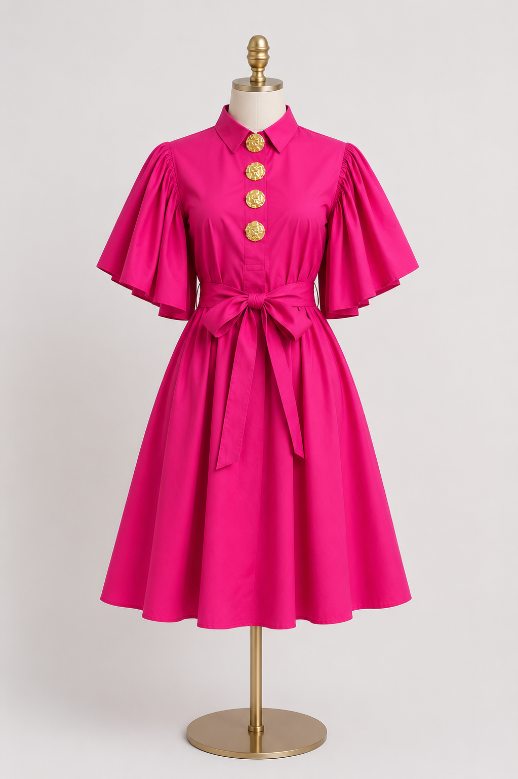 Shirt Dress with Gold Button Detail
