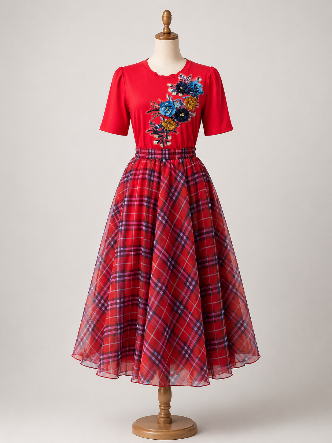 Elegant Embellished Occasion-wear Collection - Floral Embroidery & Organza Skirt Sets