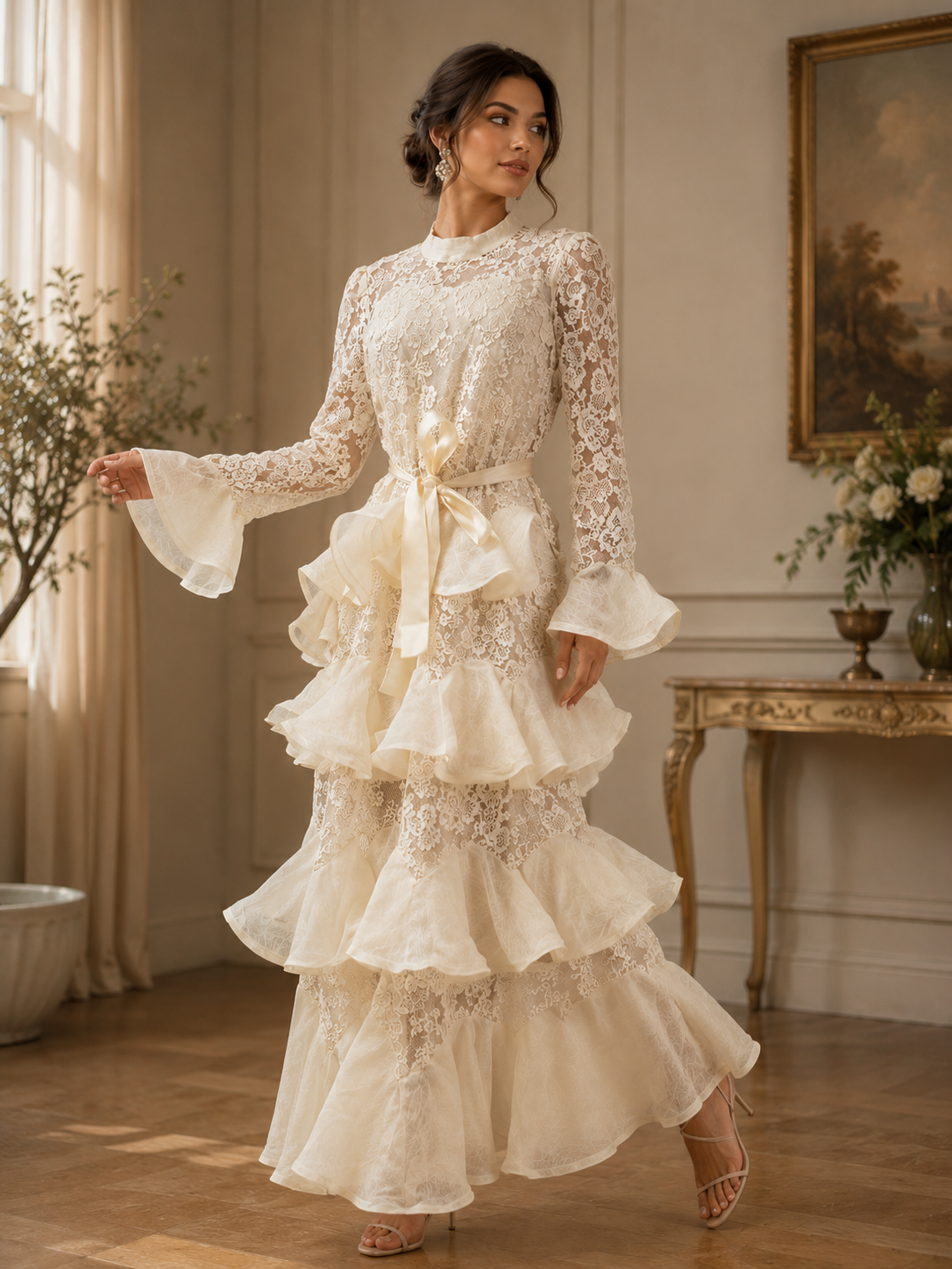 Lace Ruffle Maxi Dress Collection