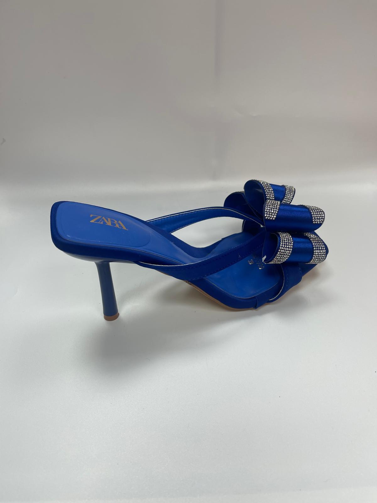 Blue Diamante Bow Heel