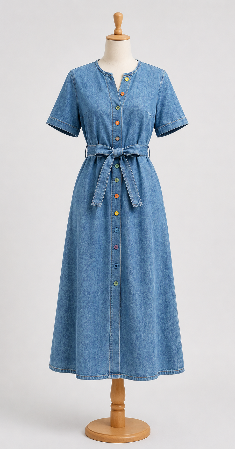Indie Charm Denim Midi Dress