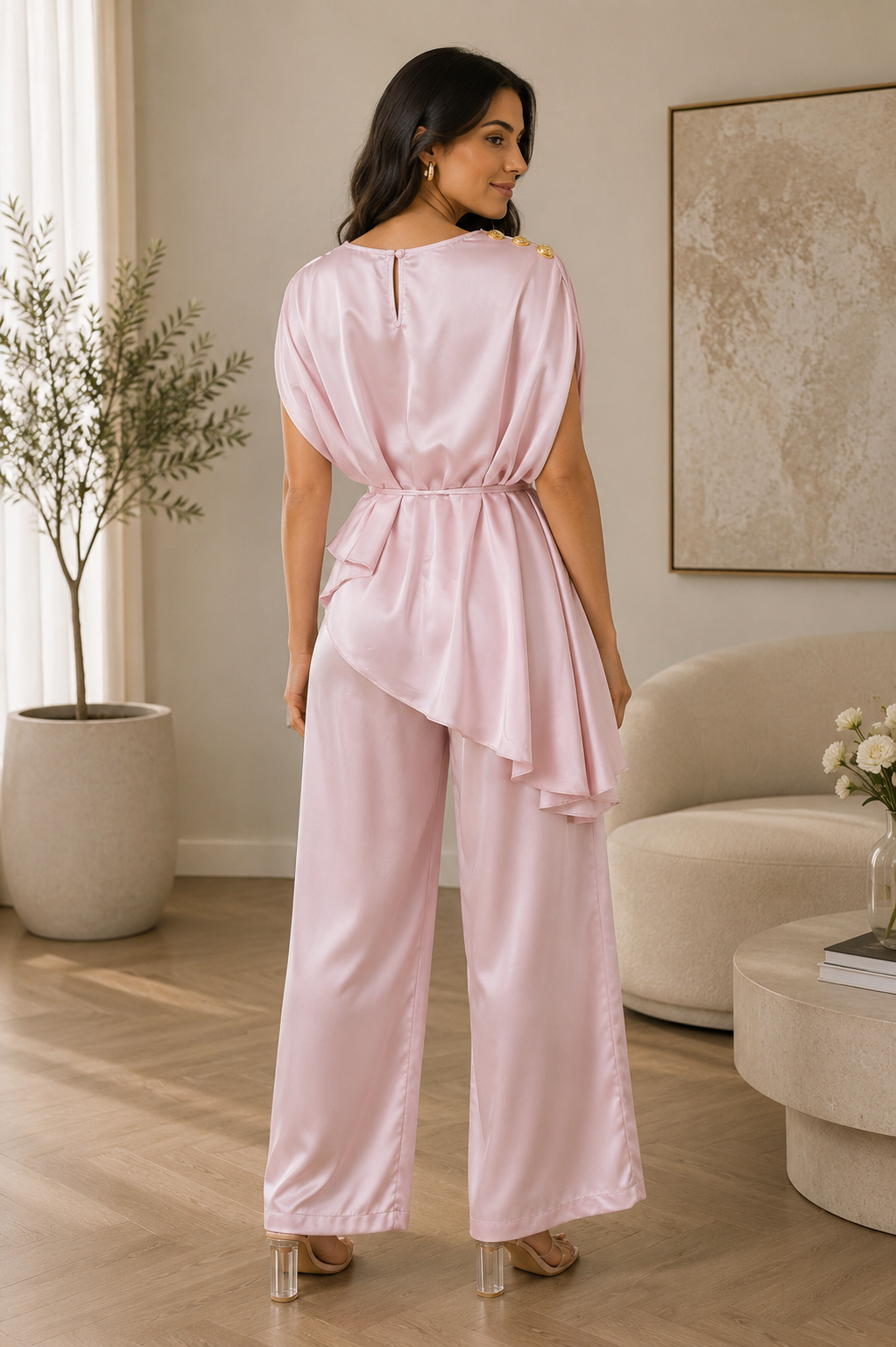 Blush Satin Lounge Set