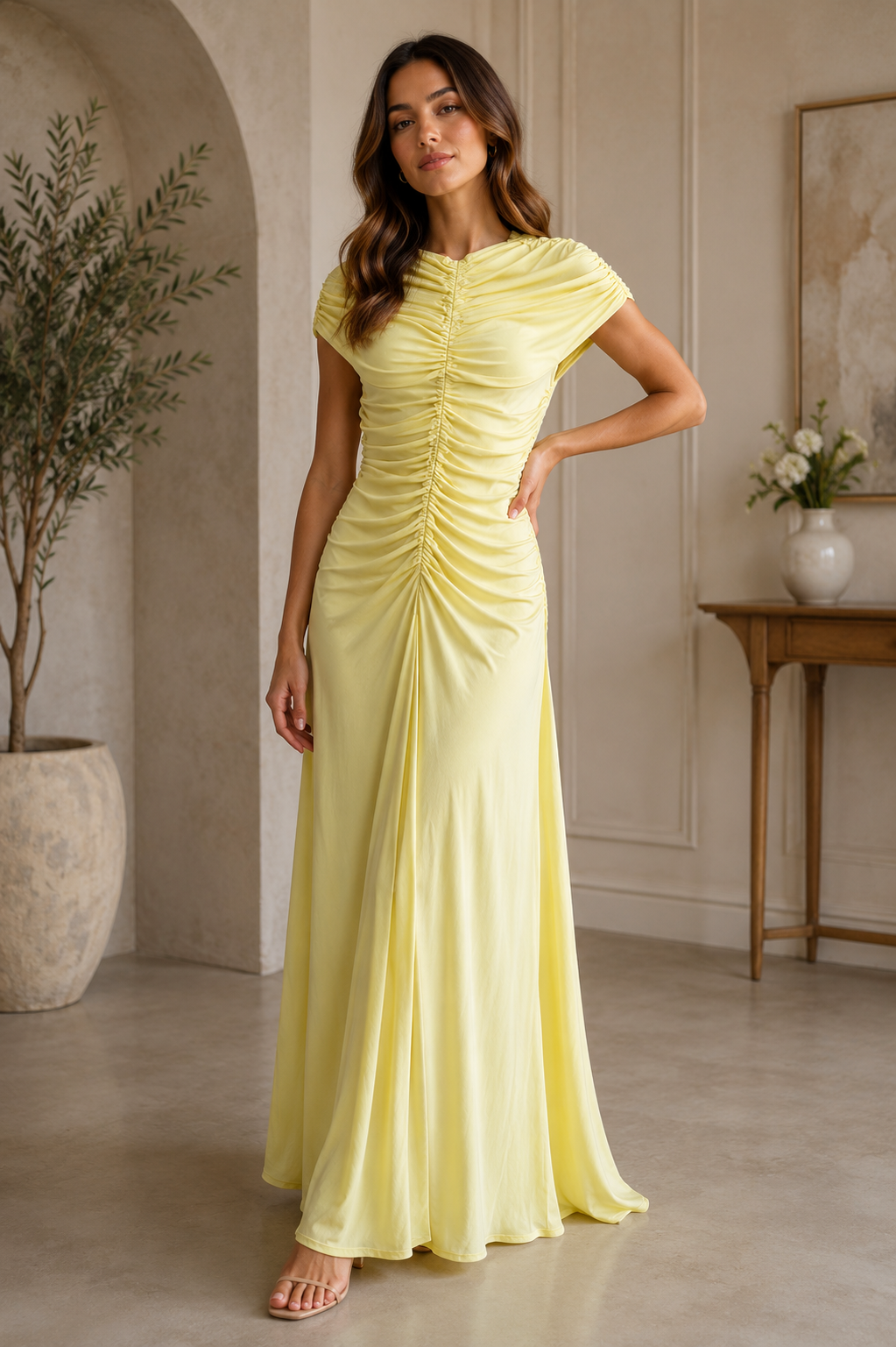 Ruched Maxi Evening Dress Collection