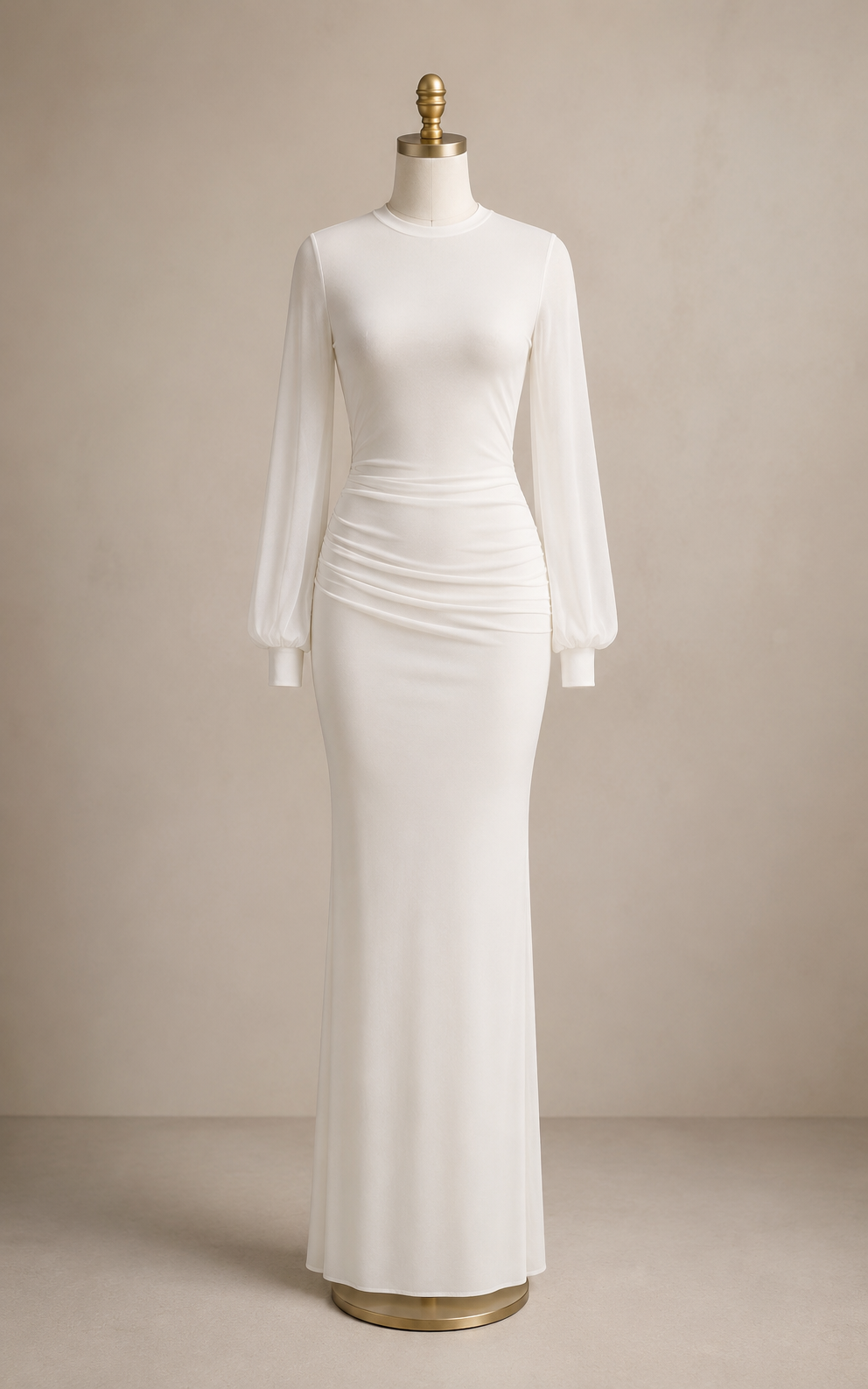The Moonlight White Ruched Maxi