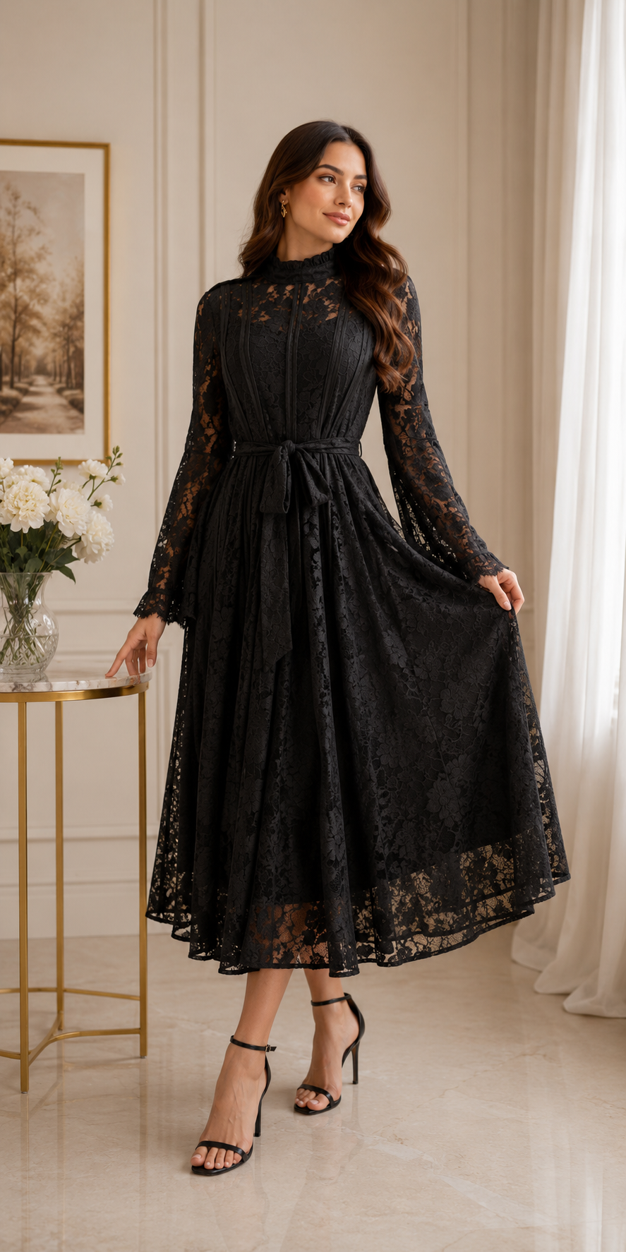 Timeless Vintage Lace Midi Dress