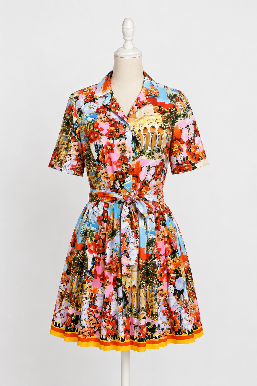 Vibrant Floral Shirt Dresses - Mediterranean & Botanical Print Collection