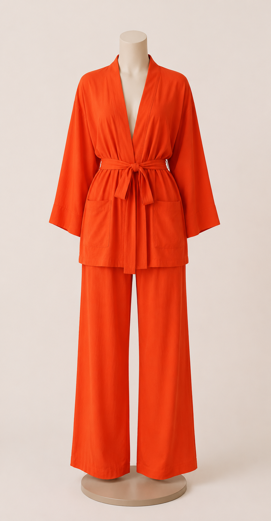 Belted Top & Wide Leg Trousers Lounge Set