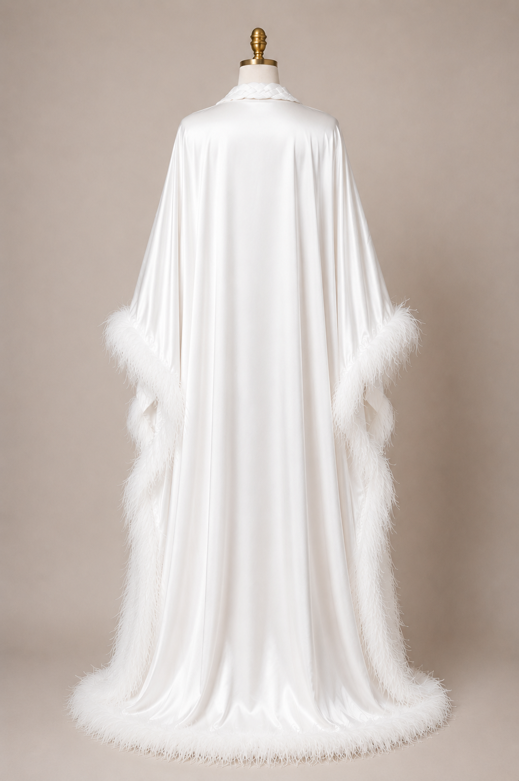Azure Feather Trim Luxury Kaftan