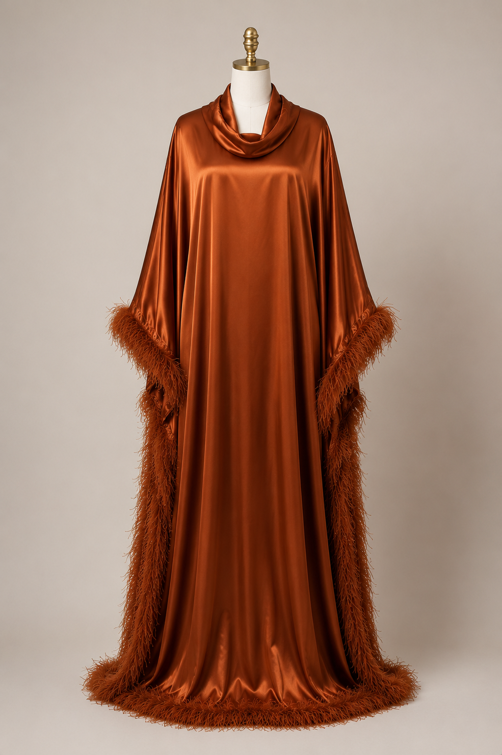 Azure Feather Trim Luxury Kaftan