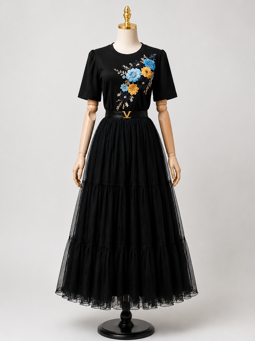 Elegant Embellished Occasion-wear Collection - Floral Embroidery & Organza Skirt Sets