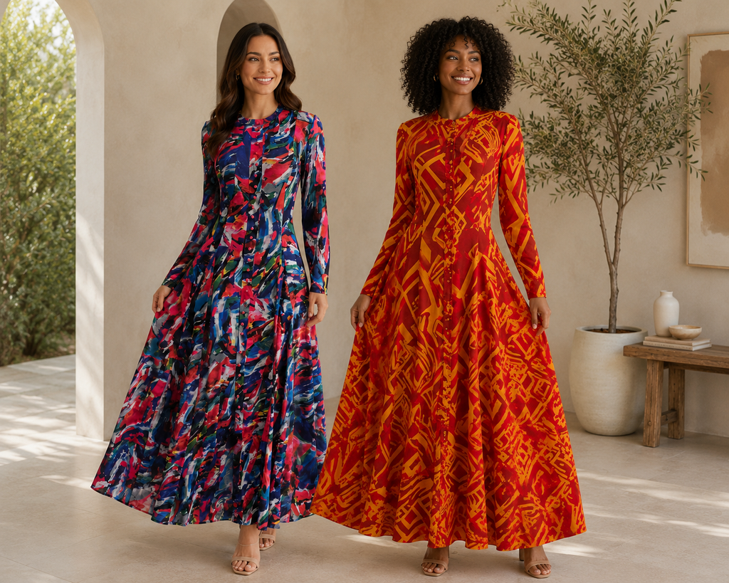 Abstract Elegance Mesh Dress Collection