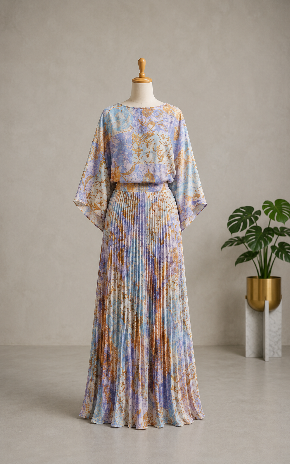 Long Floral Leaf Dress
