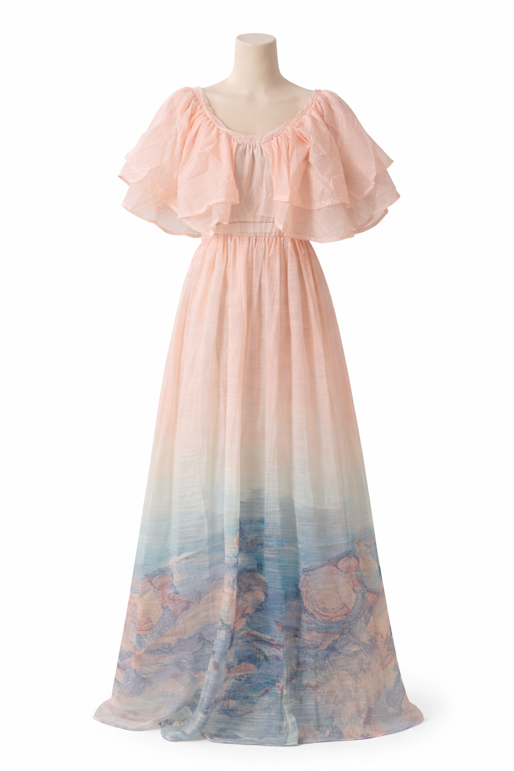 Blush Ruffle Ombre Maxi Dress