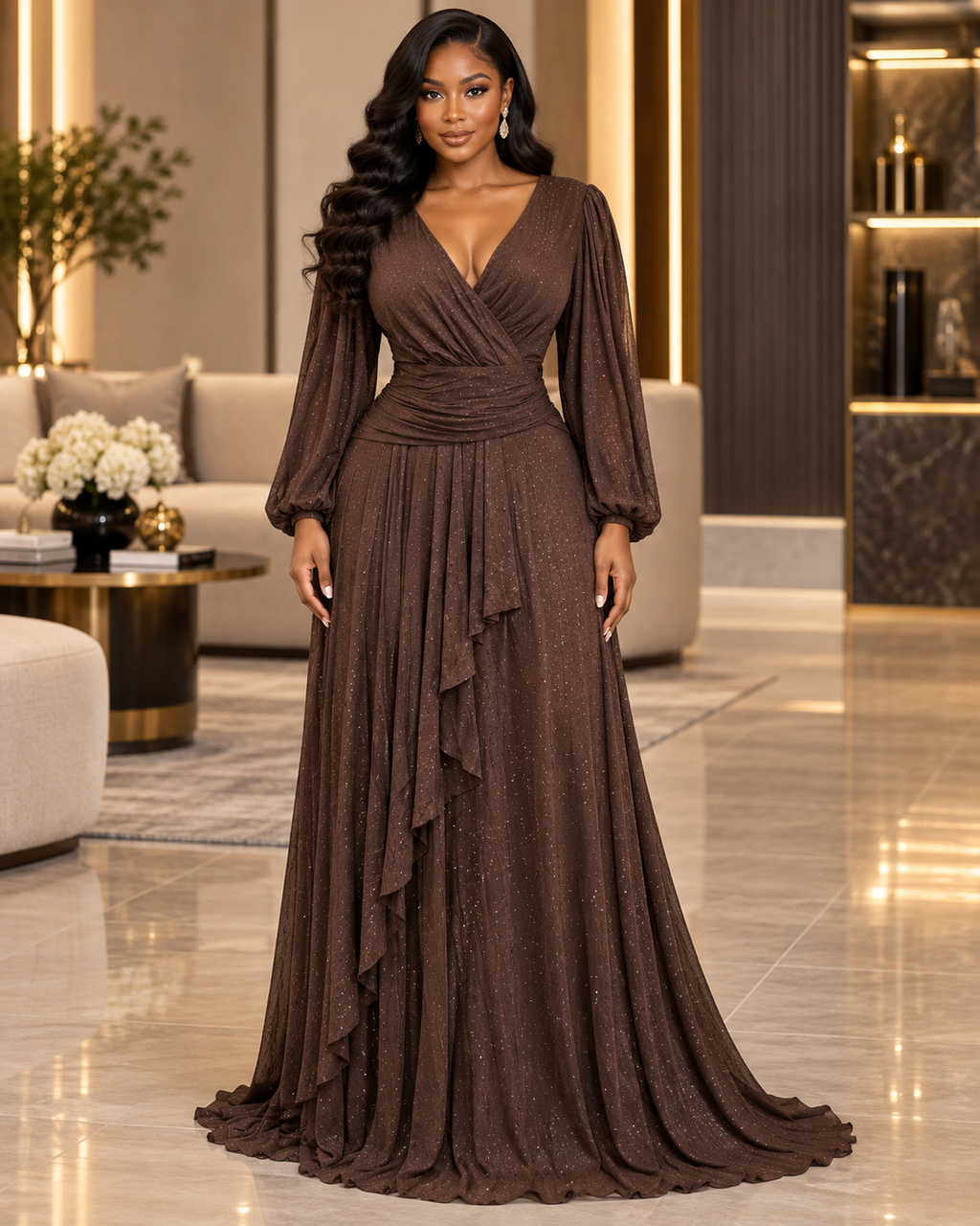 Alexa Draped Evening Gown
