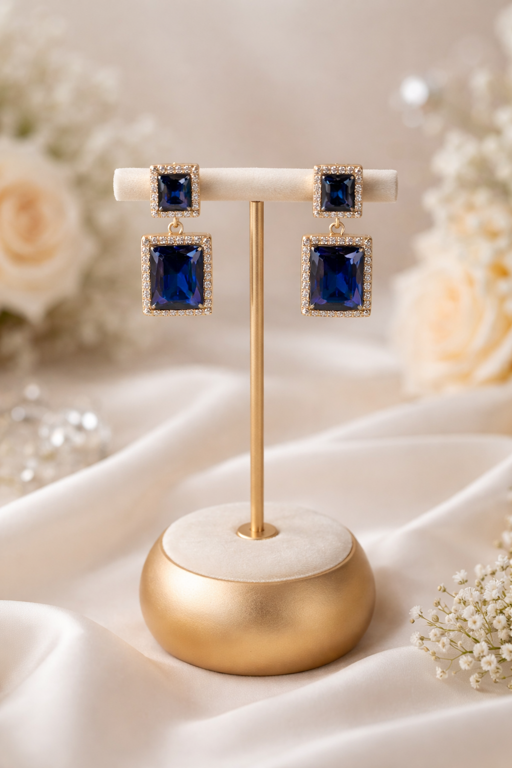 Luxe Gold Prism Collection Double-Dop Statement Earrings