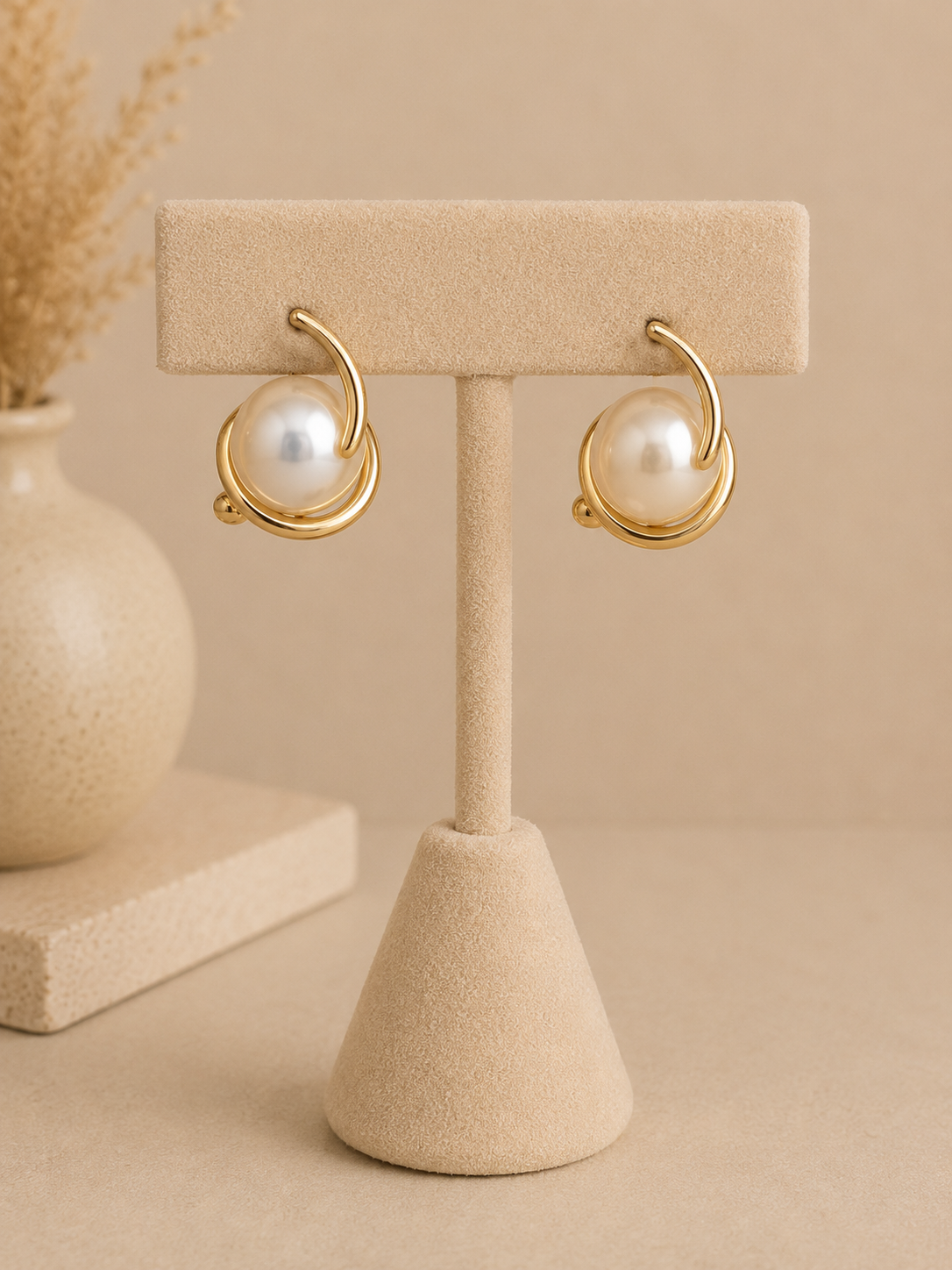 Celeste Pearl Orbit Stud Earrings