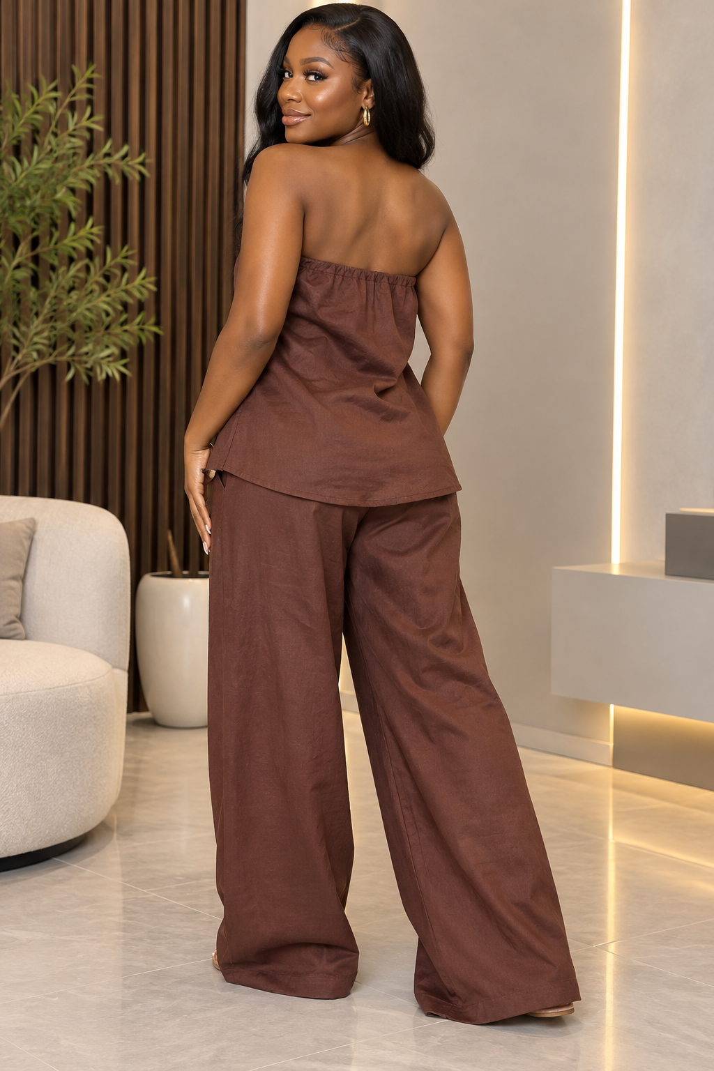 Alina Strapless Wide Leg Co-Ord Set