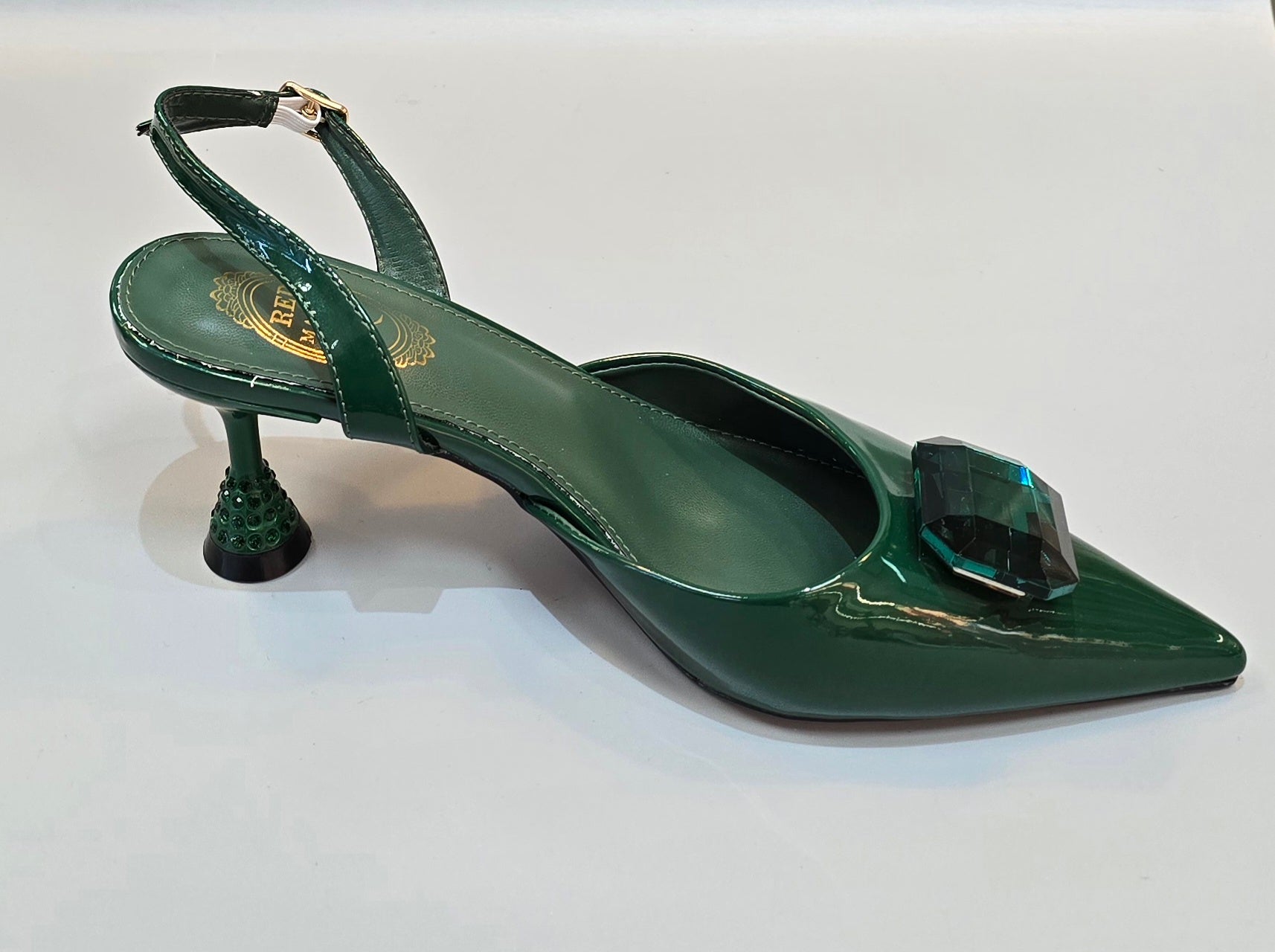 Jewel-Embellished Slingback Heels