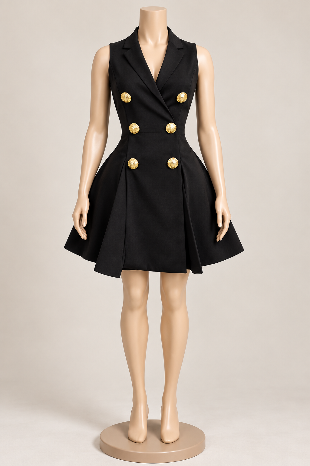 Amelia Gold-Button Mini Dress