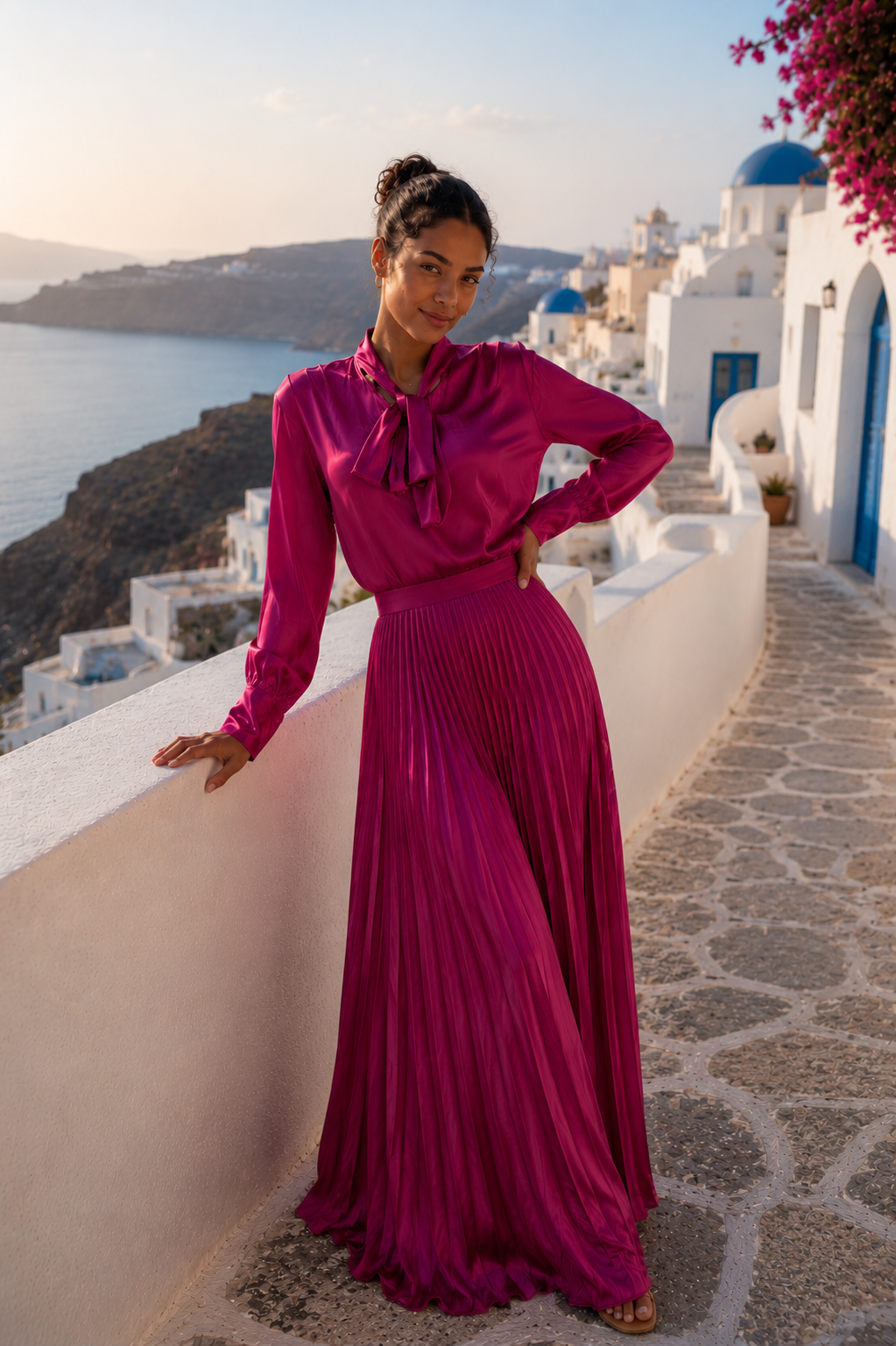 The Santorini Satin Bow Maxi 2 Piece Set