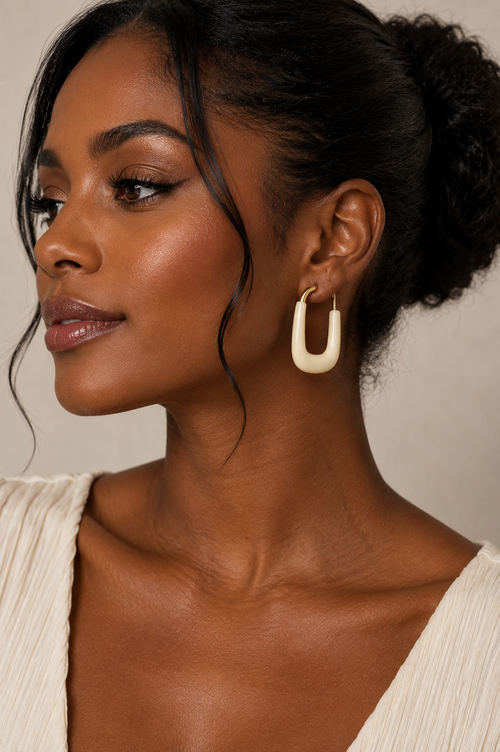 Ivory Aura Sculptural Hoop Earrings