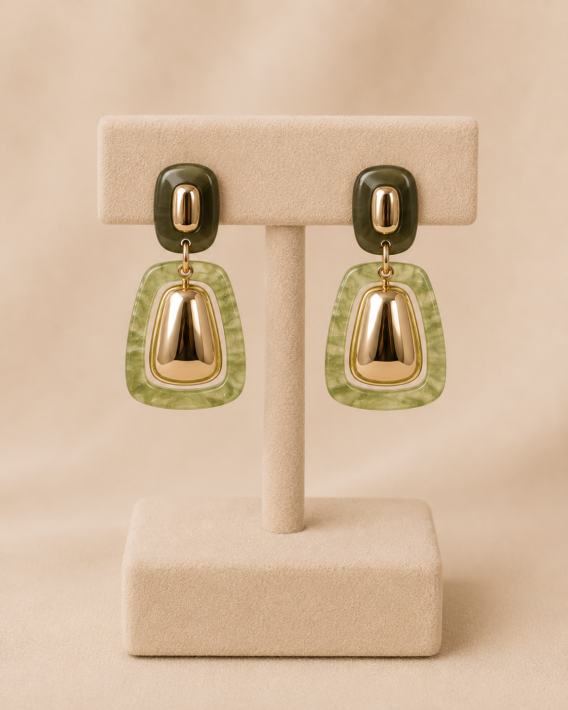 Olive Luxe Geometric Earrings