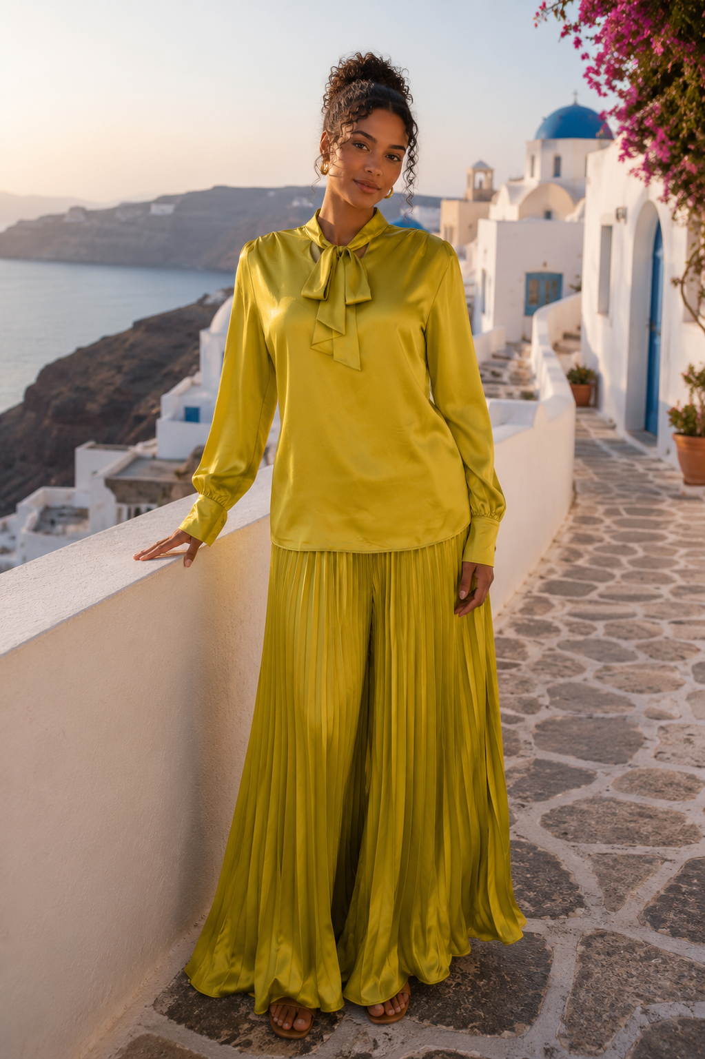 The Santorini Satin Bow Maxi 2 Piece Set