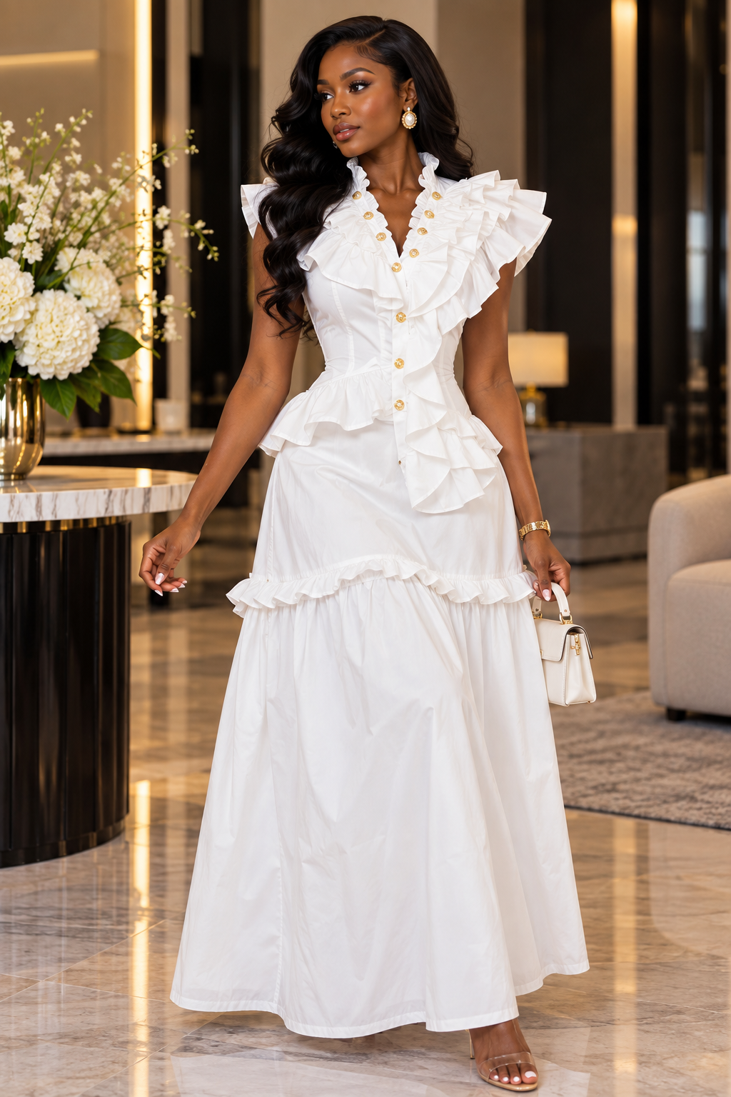 The Serena Ruffle Maxi Dress
