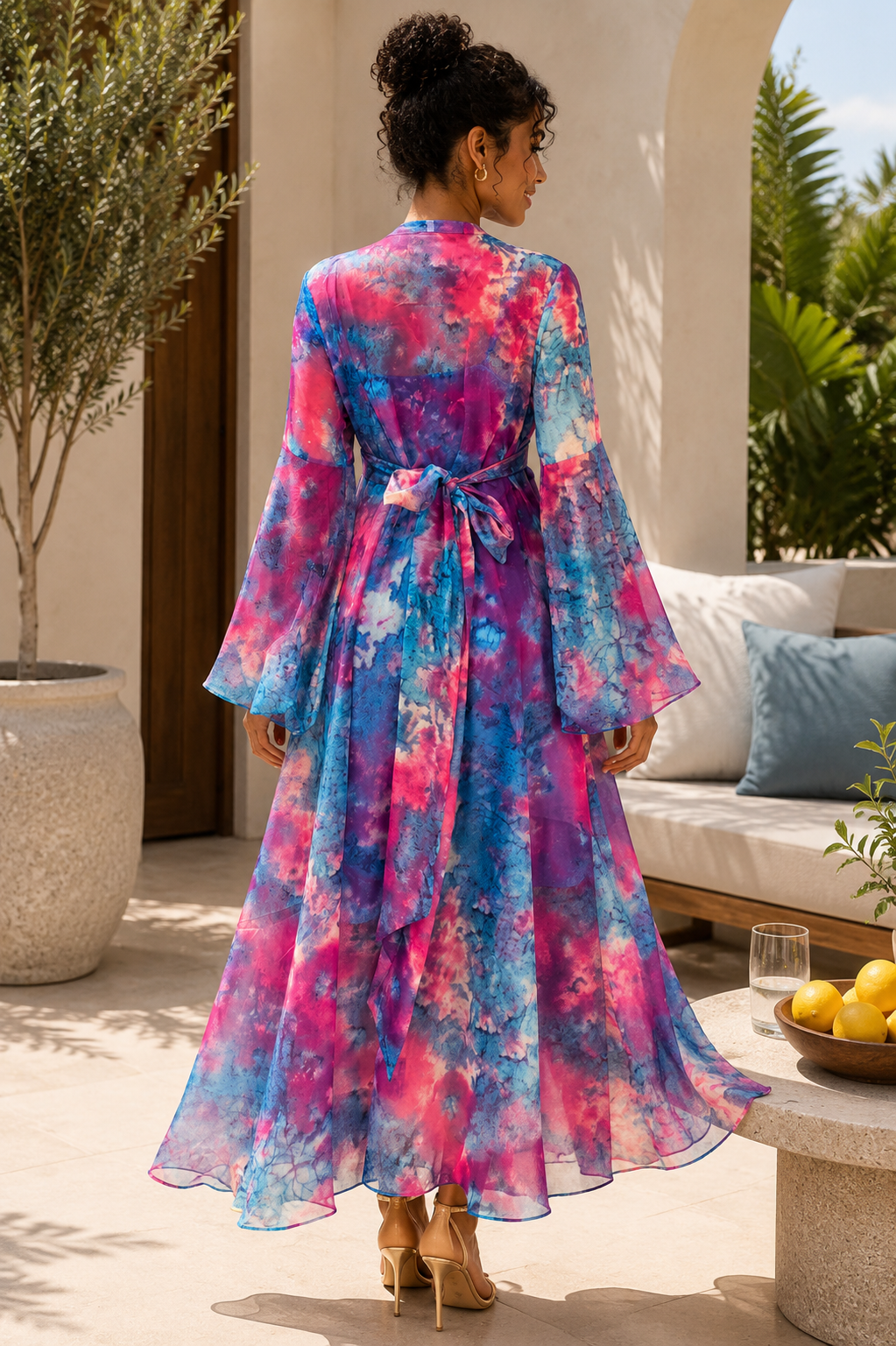 The Azure Sunset Watercolour Maxi Dress