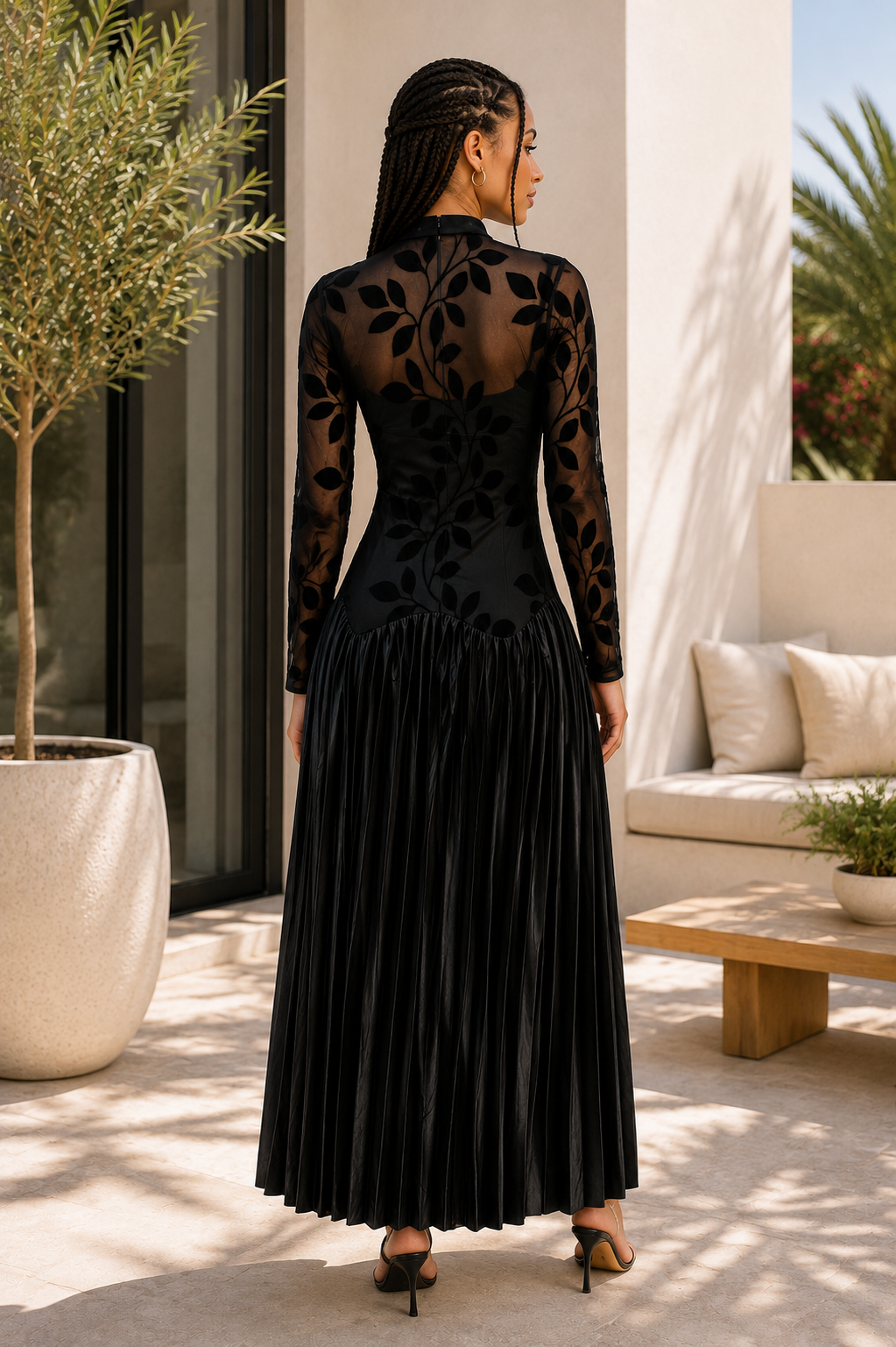 The Noirée Velvet Leaf Gown