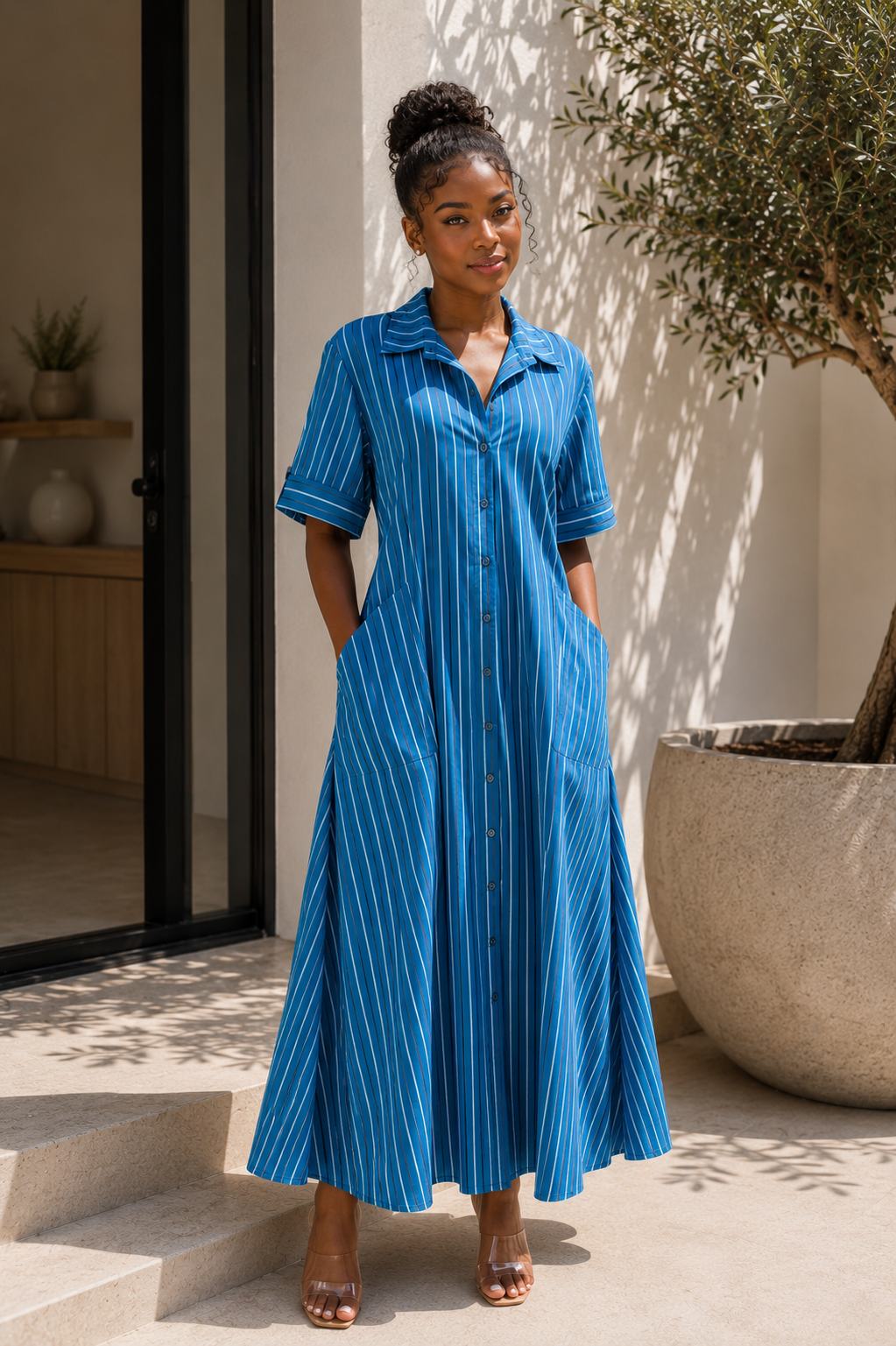 The Amalfi Stripe Shirt Dress