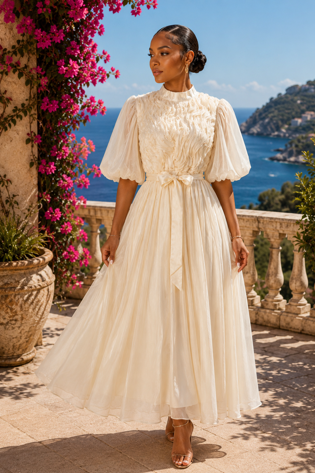 The Amethyst Bloom Organza Midi Dress