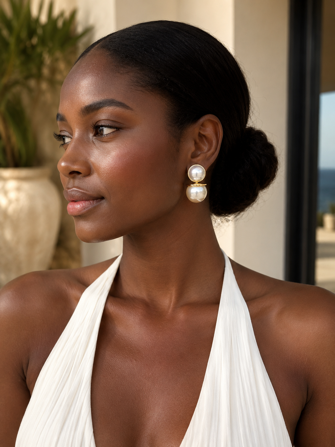 Round Pearl Drop Earrings