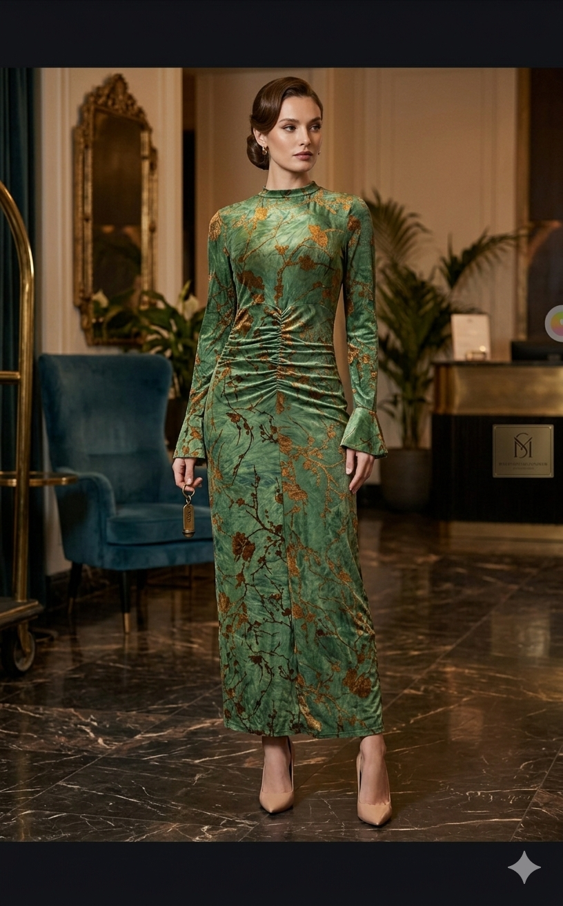 The Emerald Orchard Velvet Gown