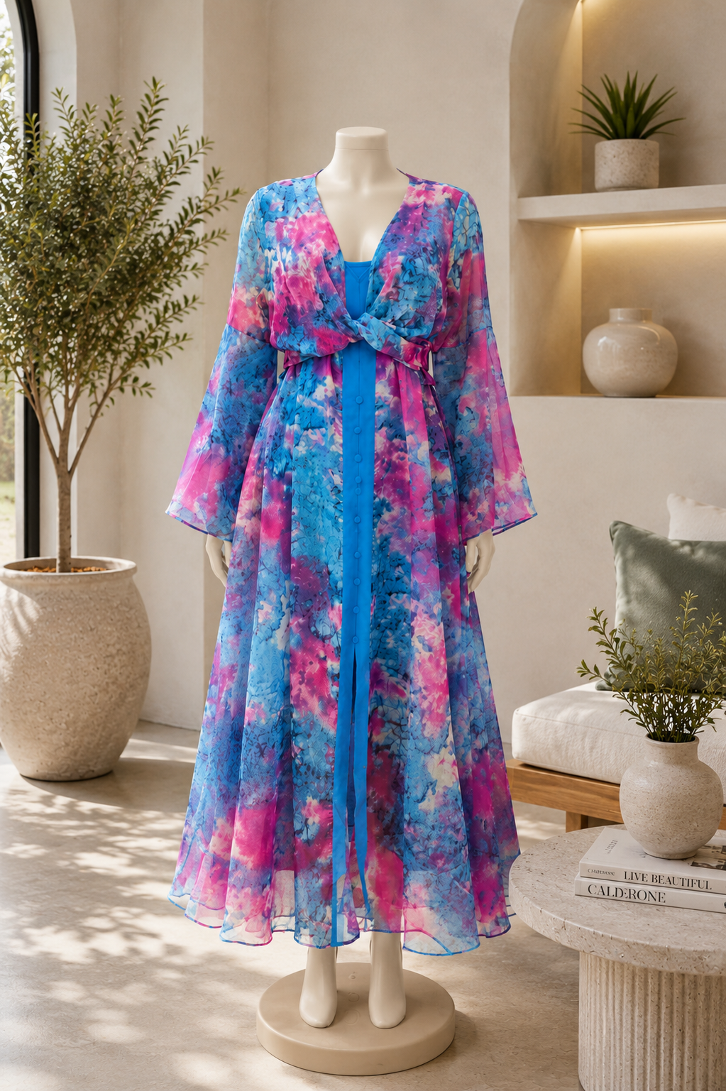 The Azure Sunset Watercolour Maxi Dress