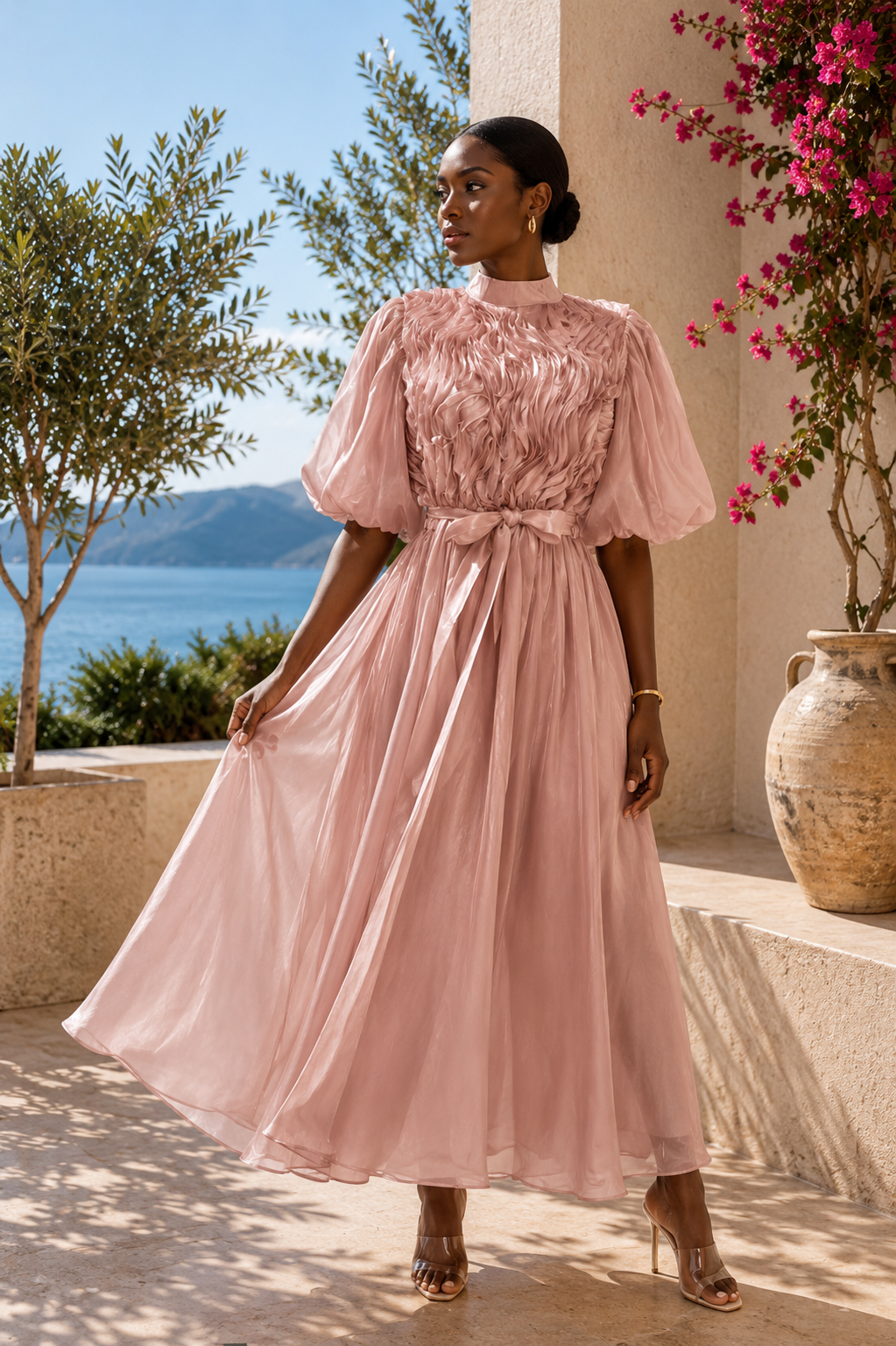 The Seraphina Sculpted Satin Maxi Dress