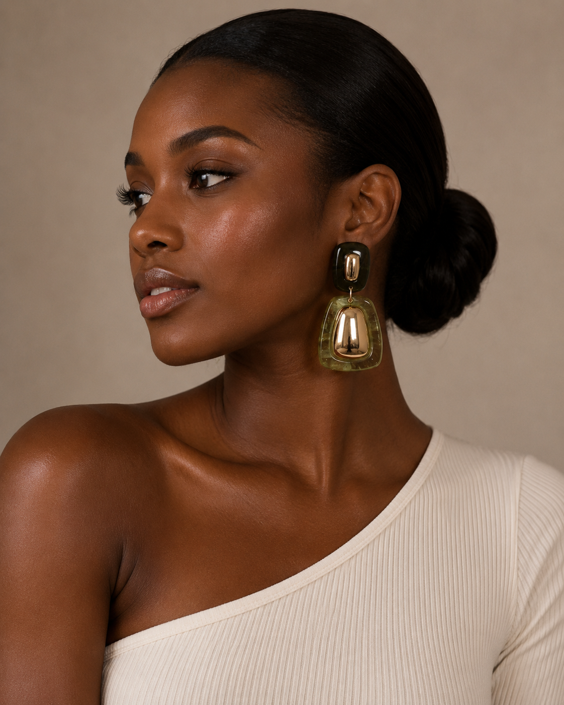Olive Luxe Geometric Earrings