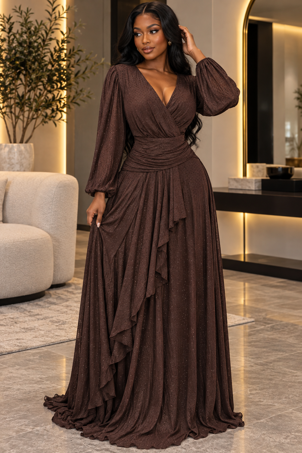 Alexa Draped Evening Gown
