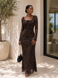 The Elara Botanical Mesh Maxi Dress
