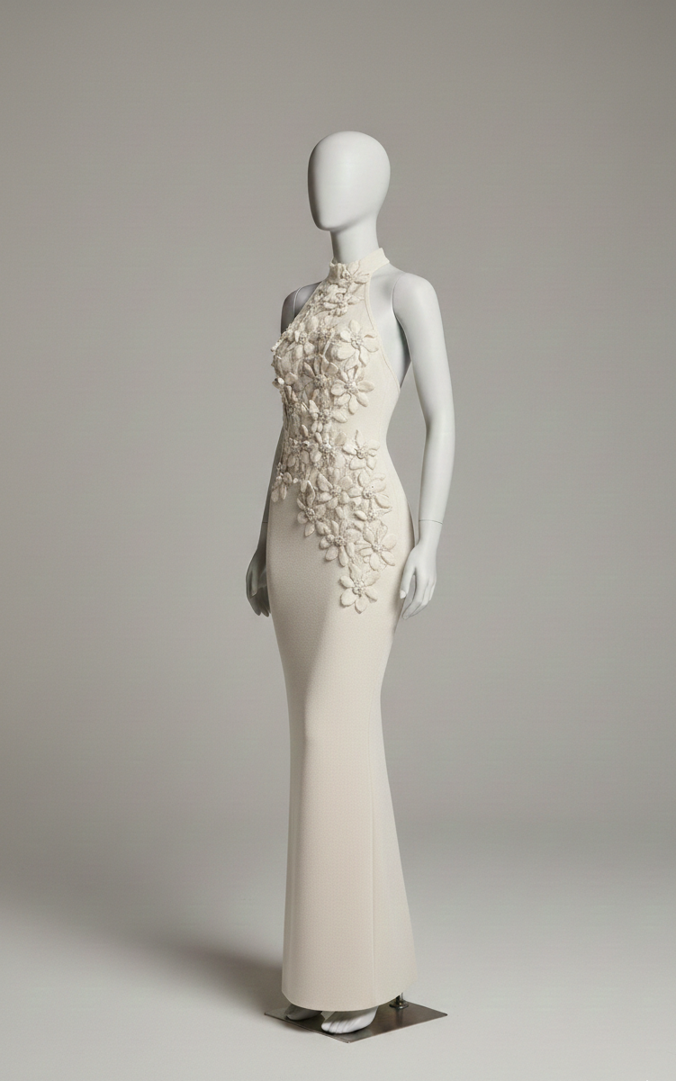 Cream Radiant Floral Gown