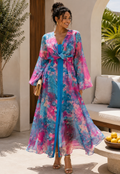 The Azure Sunset Watercolour Maxi Dress