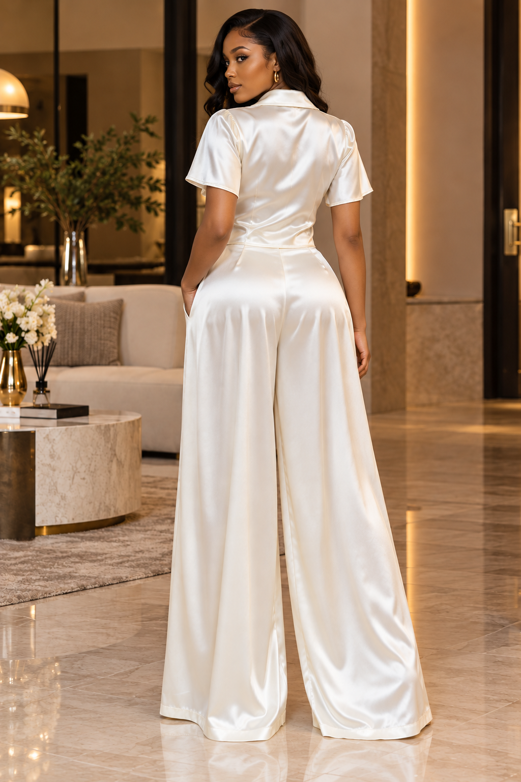 Élan Satin Tie-Front Co-Ord Set