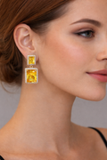 Luxe Gold Prism Collection Double-Dop Statement Earrings
