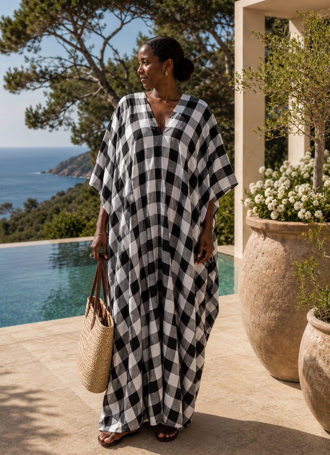 The Amalfi Gingham Kaftan