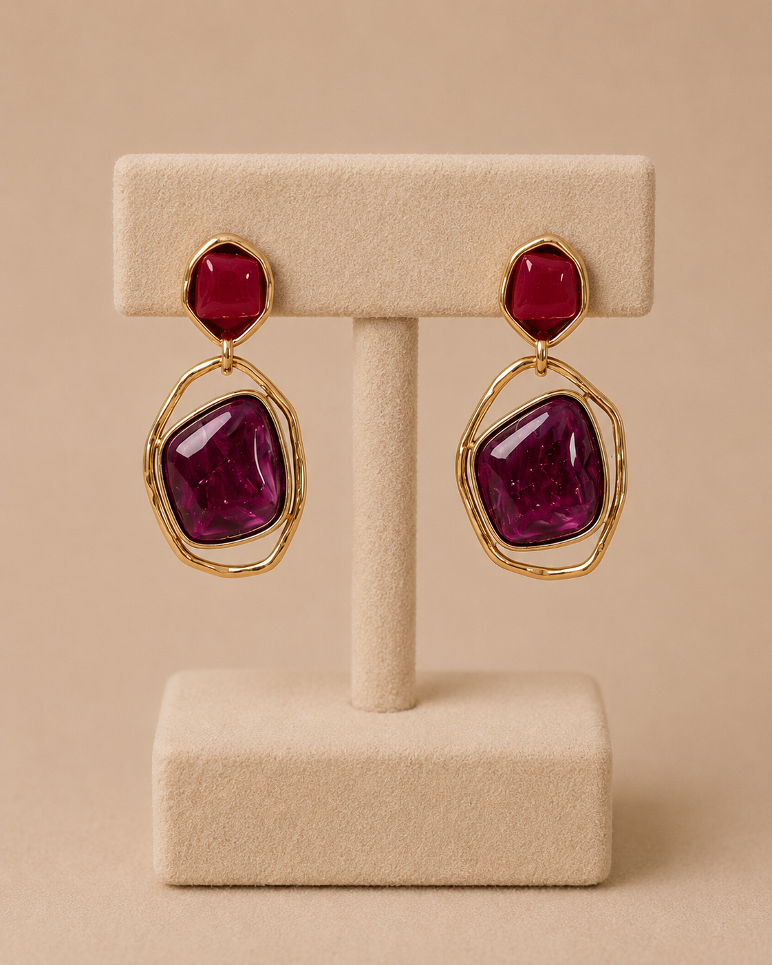 Amethyst Aura Geometric Earrings