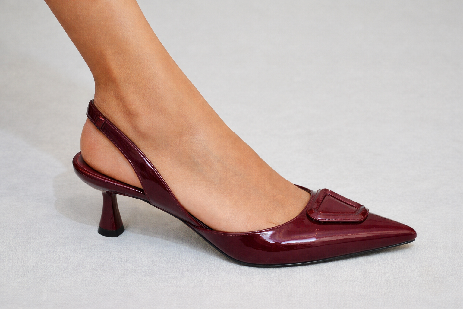 Emerald & Burgundy Gloss Slingback Heel