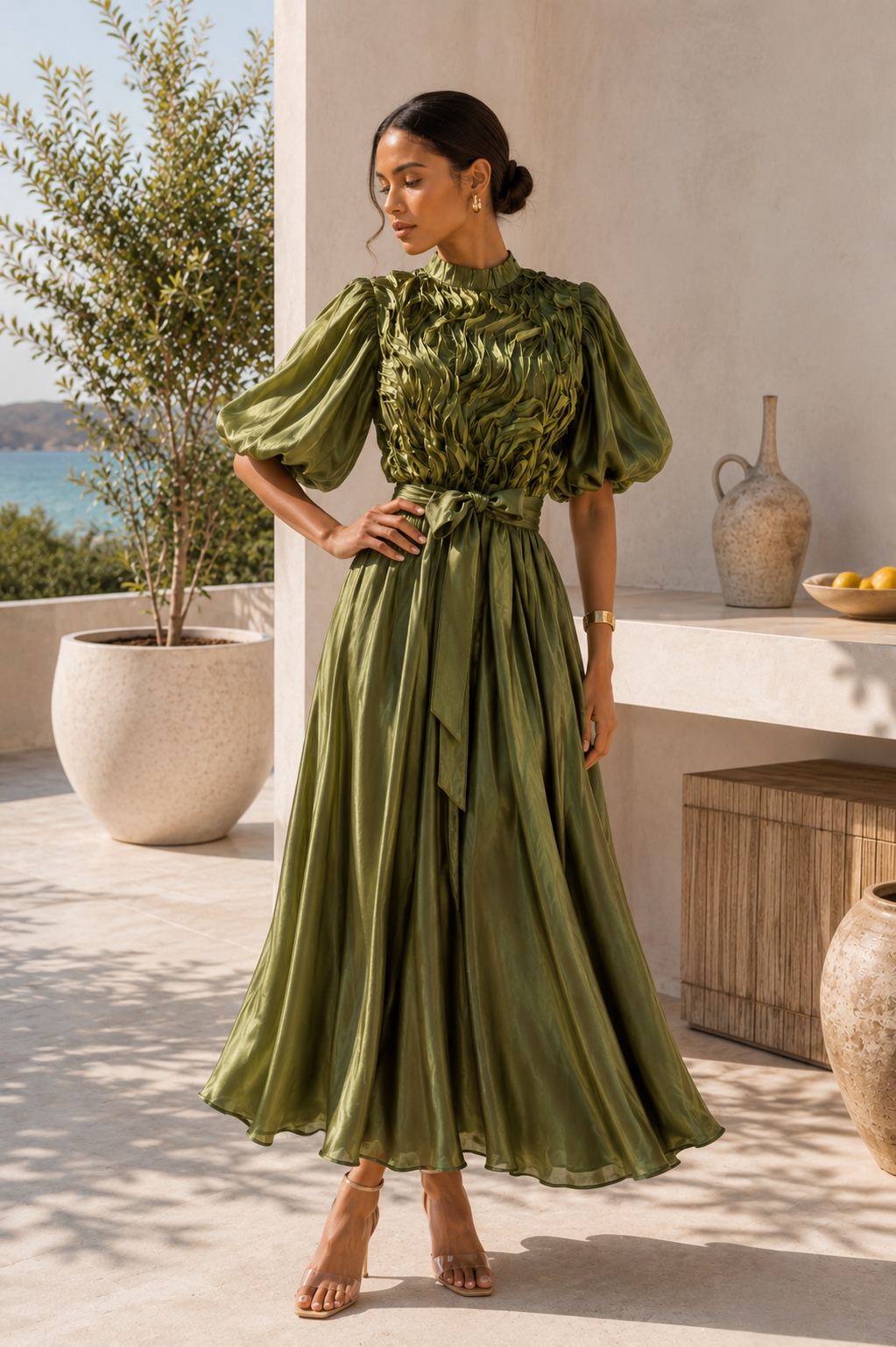 The Seraphina Sculpted Satin Maxi Dress